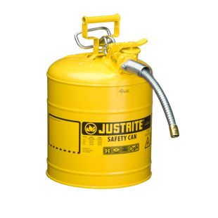 Justrite 7250220 - 5 Gallon Type 2 AccuFlow Yellow Safety Diesel Can 5/8" Hose