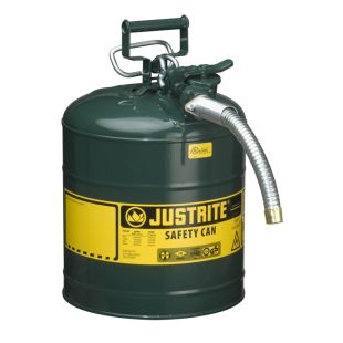 Justrite 7250430 - 5 Gallon Type 2 AccuFlow Green Safety Oil Can 1" Hose