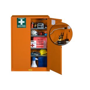 Justrite 860002 Emergency Preparedness Storage Cabinet for Supplies with Powerport Electrical Pass Through - 43"W x 65"H x 18"D
