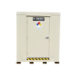 Justrite 912021 2-Drum 2-Hour Fire-Rated Outdoor Safety Locker with Explosion Relief Panel - 71"W x 42"D x 75"H