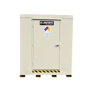 Justrite 912041 4-Drum 2-Hour Fire-Rated Outdoor Safety Locker with Explosion Relief Panel - 71"W x 66"D x 75"H