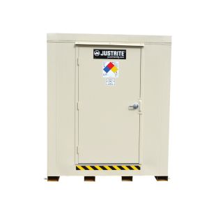 Justrite 913021 2-Drum 4-Hour Fire-Rated Outdoor Safety Locker with Explosion Relief Panel - 71"W x 42"D x 75"H