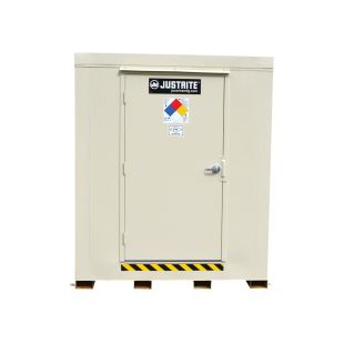 Justrite 913091 9-Drum 4-Hour Fire-Rated Outdoor Safety Locker with Explosion Relief Panel - 95"W x 90"D x 97"H