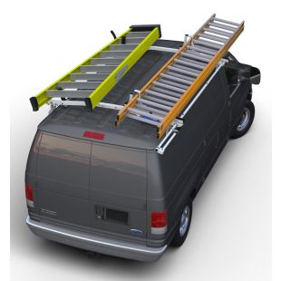 Prime Design Quick Clamp Street Side & Horizontal Rotation Curb Side Van Ladder Racks for Ford E-Series