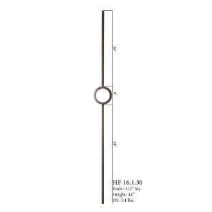 House of Forgings 16.1.30 - 1/2" Single Ring Solid Baluster - Satin Black