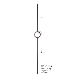 House of Forgings 16.1.30-T - 1/2" Single Ring Hollow Baluster - Ash Grey