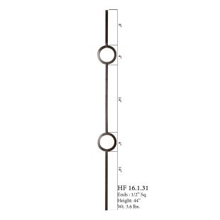 House of Forgings 16.1.31 - 1/2" Double Ring Solid Baluster - Satin Black