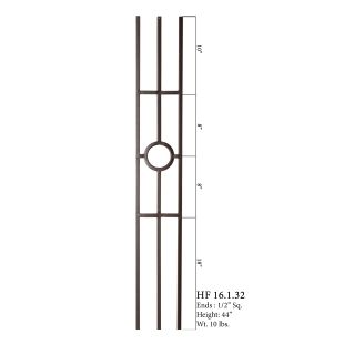 House of Forgings 16.1.32-T - 1/2" Square 3 Leg Hollow Panel Baluster - Ash Grey