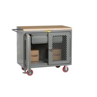 Little Giant Steel 48"W Mobile Bench Cabinets with Clearview Perforated Doors and Multiple Top Choices