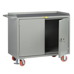 Little Giant Steel 48"W Mobile Bench Cabinets with 2 Doors, Optional Shelf and Multiple Top Choices