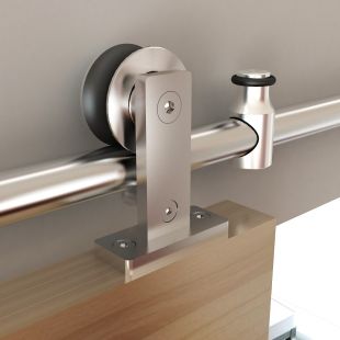 Quiet Glide NT.1400.01W.SS Stainless Steel Top Mount Style Rolling Door Hardware Kit for Wood Doors