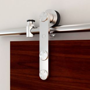 Quiet Glide NT.1400.05WG.SS Stainless Steel Strap Style Rolling Door Hardware Kit for Glass or Wood Doors