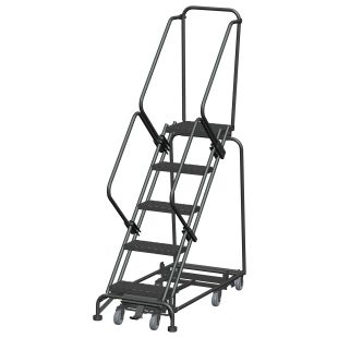 Ballymore WA-AD-SW-052414X28 - 5 Step 16"W Steel Weight Actuated Lockstep All-Directional Walk Down Ladder with 28" Deep Platform and Expanded Metal Treads
