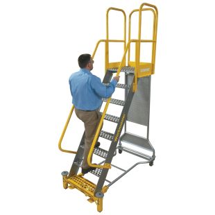 Cotterman Workmaster Super Duty Rolling Metal Ladders with Serrated Treads