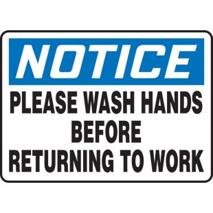 Accuform OSHA Notice Safety Sign: Please Wash Hands Before Returning To Work