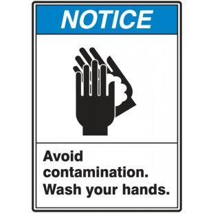 Accuform ANSI Notice Safety Label: Avoid Contamination - Wash Your Hands