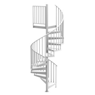 White 84"D Endurance Code Compliant Spiral Stair Kit - Powder Coated Aluminum - 85" - 152"