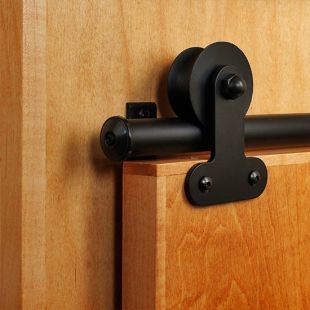 Quiet Glide QG.1310.E03.08-6S American Home Collection Rolling Door System with Front Mount Round Style Brackets - Black Finish