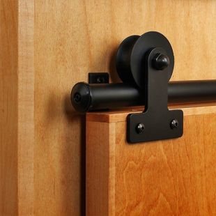 Quiet Glide QG.1310.E04.08-6S American Home Collection Rolling Door System with Front Mount Swuare Style Brackets - Black Finish