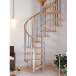 Arke 55" Dia. Phoenix Wood Tread Spiral Staircase Kits