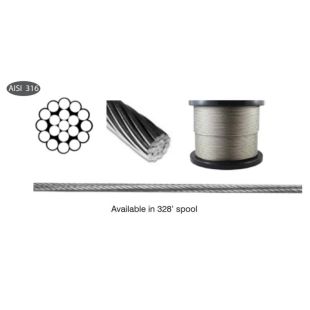 House of Forgings AX00.040.215.B.M 328' AISI 316 Stainless 1x19 Cable - 4mm