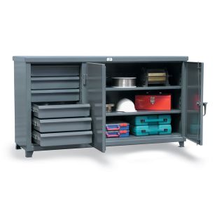 Strong Hold Cabinet Workbenches with Half Width Drawers