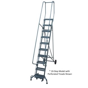Cotterman 10-Step Roll-N-Fold Steel Ladder with Expanded Metal Treads and 20" D Platform