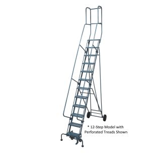 Cotterman 14-Step Roll-N-Fold Steel Ladder with Grip Strut Treads and 10" D Platform