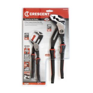 Crescent RTZ2CGSET2 2 Pc. Z2 K9&trade; Straight Jaw Dual Material Tongue and Groove Plier Set
