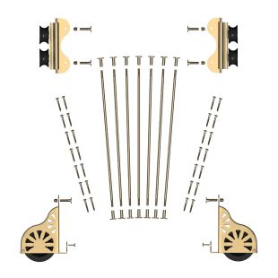 Quiet Glide Rolling 16"W Library Ladder Kit (With Ladder) - Brushed Satin Brass Finish - Rolling Fixtures