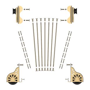 Quiet Glide Rolling Library Ladder Kit (Hardware Only) - Brushed Satin Brass Finish - Rolling Hook Fixtures