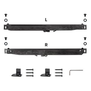 Quiet Glide NT140008W08SC Black Soft Closed Hook Strap Rolling Barn Door Hardware Kit with 5" Wheel