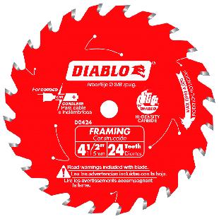 Diablo D0424X 4-1/2" x 24 Tooth Framing/Trim Saw Blade