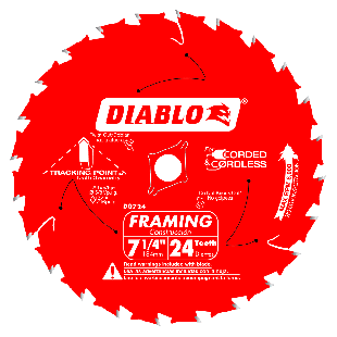 Diablo D0724A 7-1/4" x 24 Tooth Framing Saw Blade