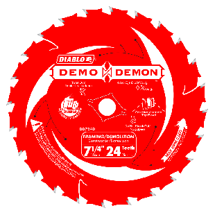 Diablo D0724DA Demo Demon 7-1/4" x 24 Tooth&trade; Framing/Demolition Saw Blade