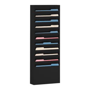 Durham Manufacturing 405-08 Vertical Literature Rack with 11 Large Pockets - Gloss Black Powder Coat - 13-1/4" x 4-1/8" x 36"