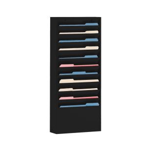 Durham Manufacturing 406-08 Vertical Literature Rack with 10 Large Pockets - Gloss Black Powder Coat - 13-1/4" x 1-5/16" x 26-1/4"