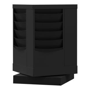 Durham Manufacturing 409-08 Vertical Rotary Literature Rack with 20 Openings - Gloss Black Powder Coat - 14-1/8" x 14-1/8" x 23-1/8"