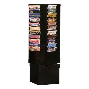 Durham Manufacturing 410-08 Vertical Rotary Literature Rack with 44 Openings - Gloss Black Powder Coat - 14-1/8" x 14-1/8" x 48-1/2"