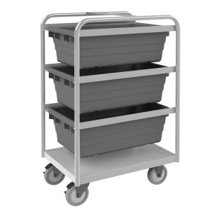 Durham Manufacturing STBR-183042-3-5PU Stainless Steel Tub Rack Cart with 3 Bins - 18-3/4" x 26" x 42"