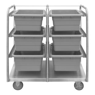 Durham Manufacturing STBR-303642-6-5PU Stainless Steel Tub Rack Cart with 6 Bins - 36-3/4" x 26" x 42"