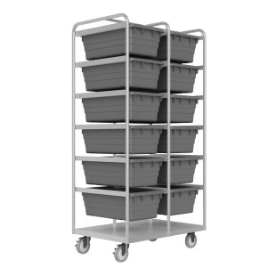 Durham Manufacturing STBR-303672-12-5PU Stainless Steel Tub Rack Cart with 12 Bins - 36-3/4" x 26" x 73-3/4"