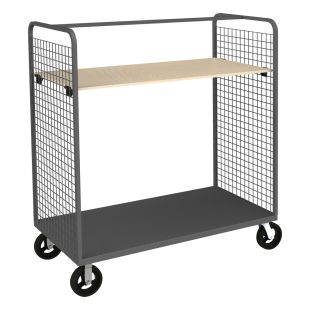 Durham Manufacturing W2ST-306068-1AS-8MR95 Tall Wire Cart with Centered Overhead Bar - 30" x 60" x 69