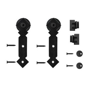 Quiet Glide NT.1310.05.08 Double Diamond Black Hardware for Mini Furniture Rolling Doors (Rail Sold Separately)