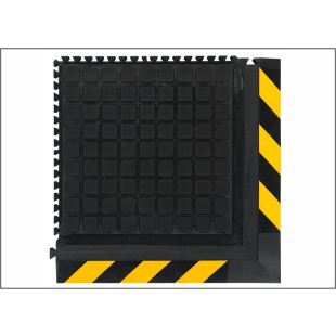 Andersen Hog Heaven III Comfort Modular Tile Anti-Fatigue Mat Corner Section - 18" x 18" - Black with Yellow Border