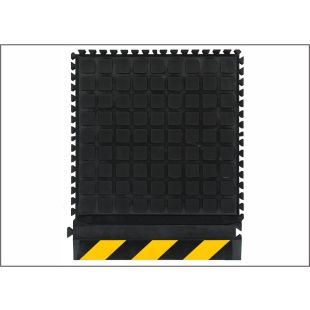 Andersen Hog Heaven III Comfort Modular Tile Anti-Fatigue Mat Side Section - 18" x 18" - Black with Yellow Border