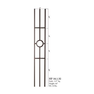 House of Forgings 16.1.32 - 1/2" Square 3 Leg Panel Solid Baluster - Satin Black
