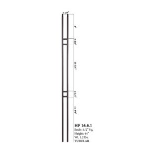 House of Forgings 1/2" Small Double Square Hollow Balusters