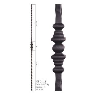 House of Forgings 9/16" Single Bush Solid Square Balusters