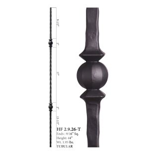 House of Forgings 9/16" Double Sphere Hollow Core Square Balusters